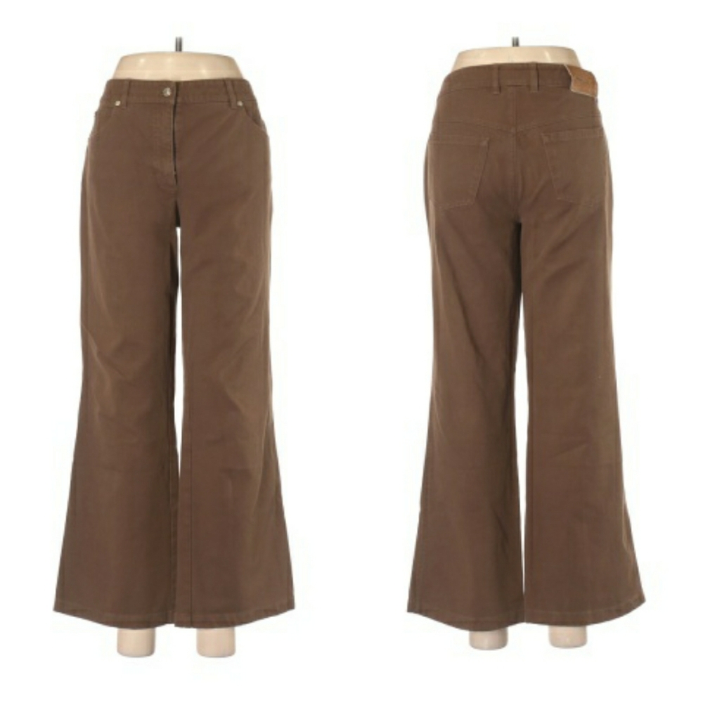 Escada Brown Flare Jeans Wide Leg Boho High Waisted Bell Bottoms Colored Denim